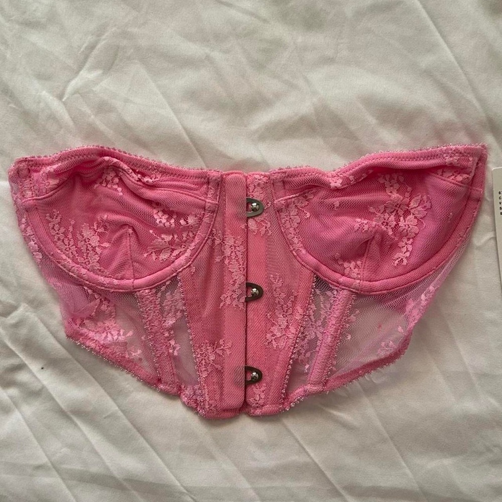 Pink Lace Bustier Corset Top - Women Intimates & Sleepwear